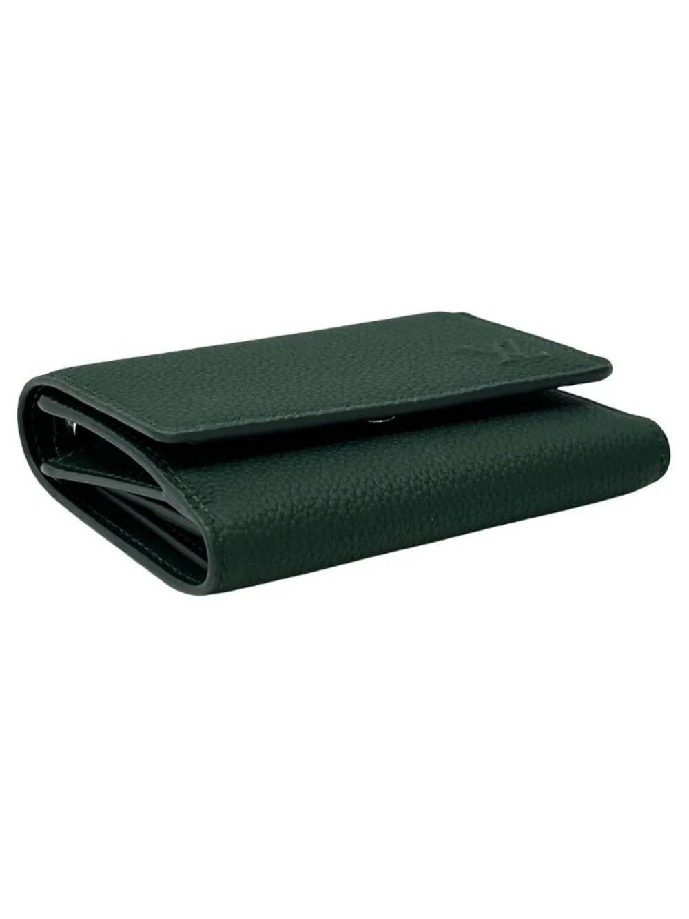 Louis Vuitton Wallet Aerogram Trifold Wax Calf Leather Victor Forest Green
